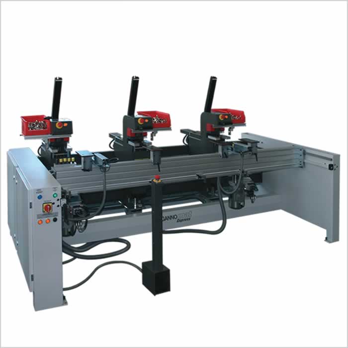 Cabinet door drill and insertion machine with magazine feeding for hinges - GANNOMAT Express 807